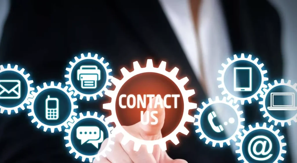 Image of a man touching contact button